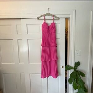Lulu's Vibrant Pink Pleated Dress